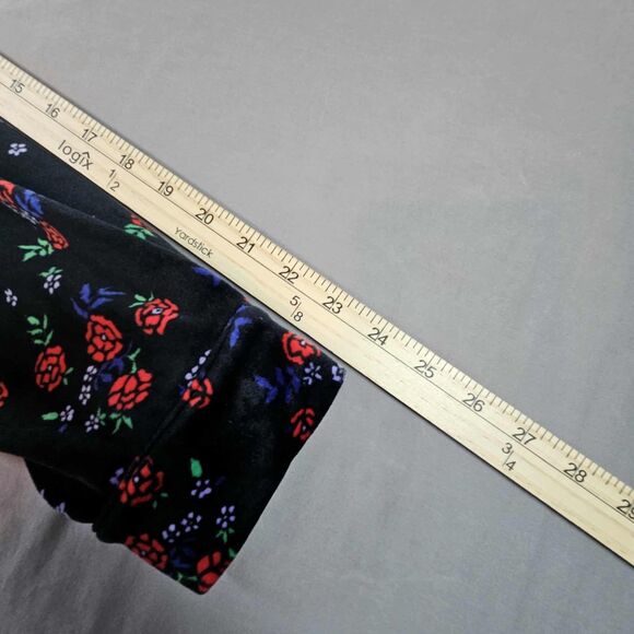 Woman Within Velour Black Floral Button Up Tunic Size 2X Stretch - Picture 10 of 12